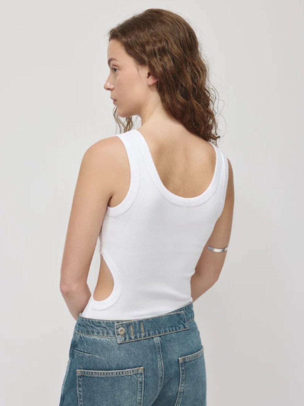 Kotn White Side Cutout Ribbed Tank Top - Size S